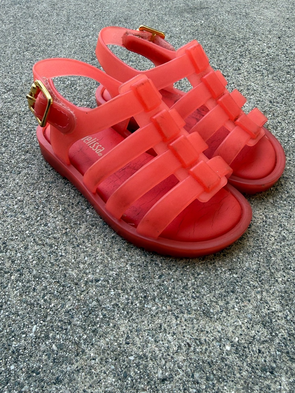 Mini Melissa Coral Jelly PVC Sandals Baby Girl Size 6 Strappy Flox Fox Jellies